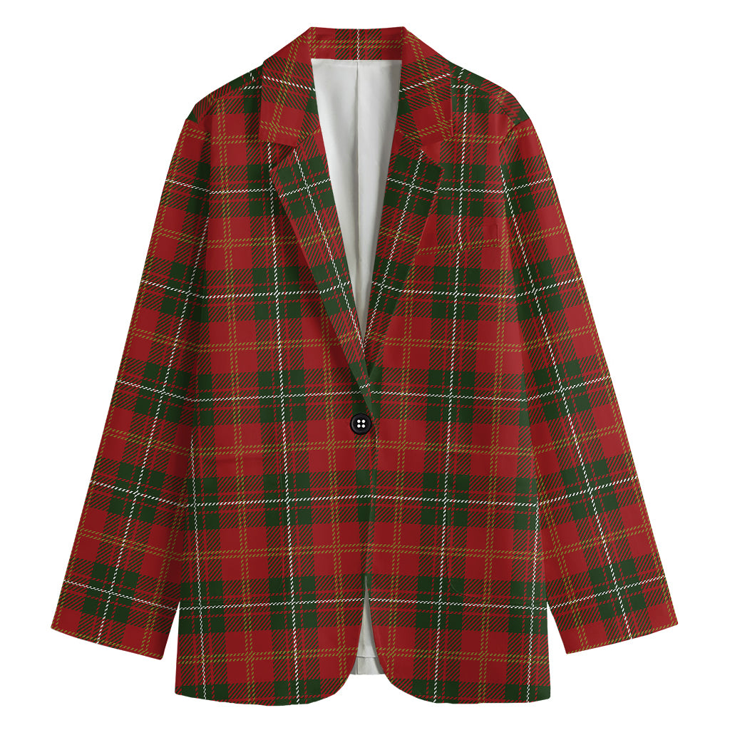 Christmas Scottish Tartan Pattern Print Women's Cotton Blazer