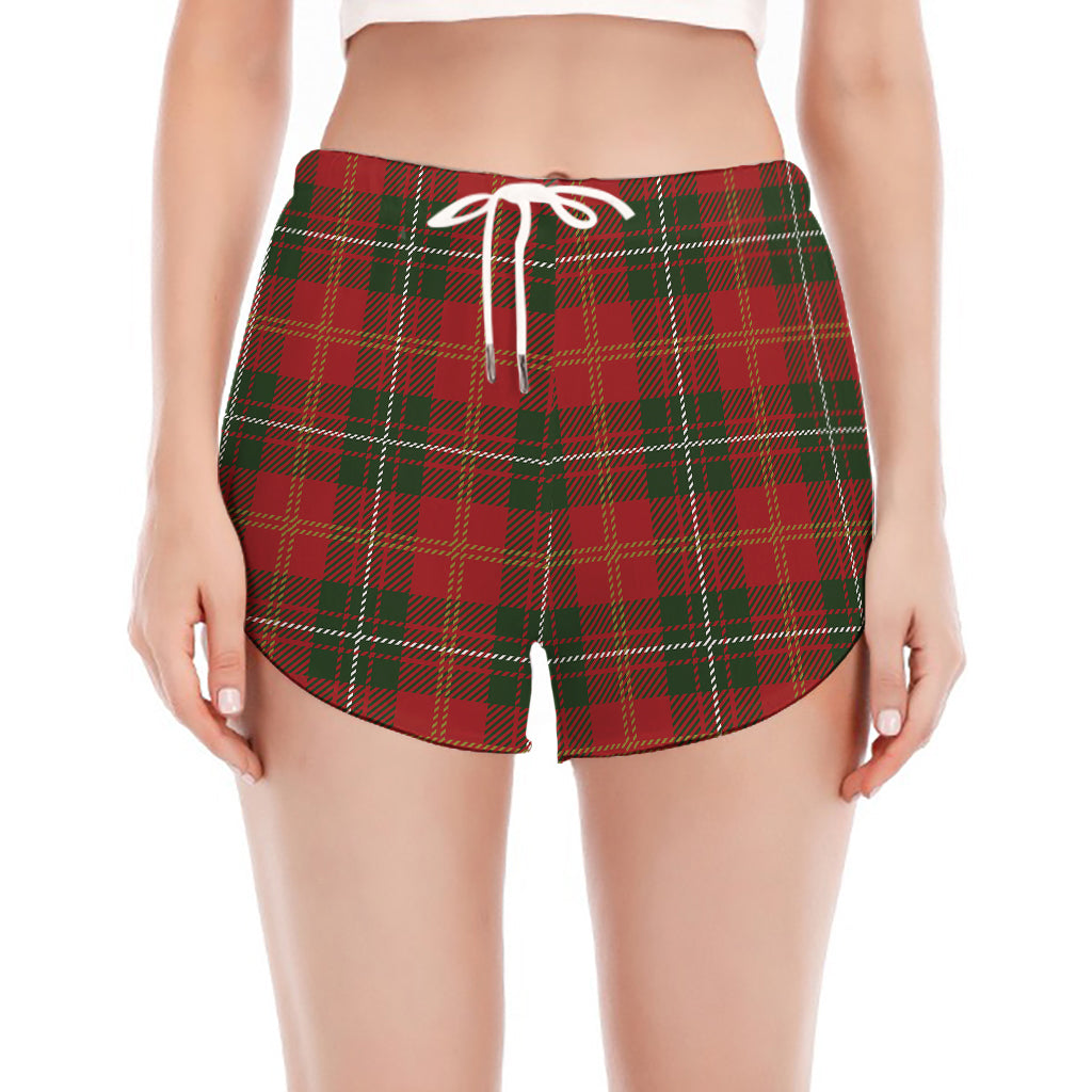 Christmas Scottish Tartan Pattern Print Women's Split Running Shorts
