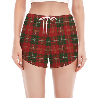 Christmas Scottish Tartan Pattern Print Women's Split Running Shorts