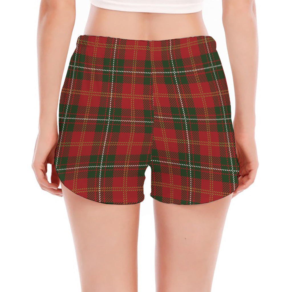 Christmas Scottish Tartan Pattern Print Women's Split Running Shorts