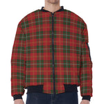 Christmas Scottish Tartan Pattern Print Zip Sleeve Bomber Jacket