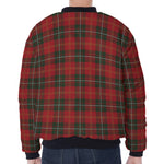 Christmas Scottish Tartan Pattern Print Zip Sleeve Bomber Jacket