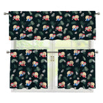 Christmas Sleeping Sloths Pattern Print 3 Piece Kitchen Curtains