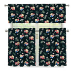 Christmas Sleeping Sloths Pattern Print 3 Piece Kitchen Curtains