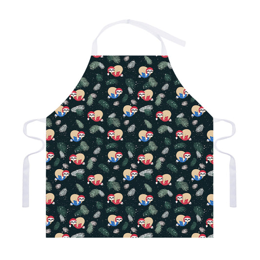 Christmas Sleeping Sloths Pattern Print Adjustable Apron