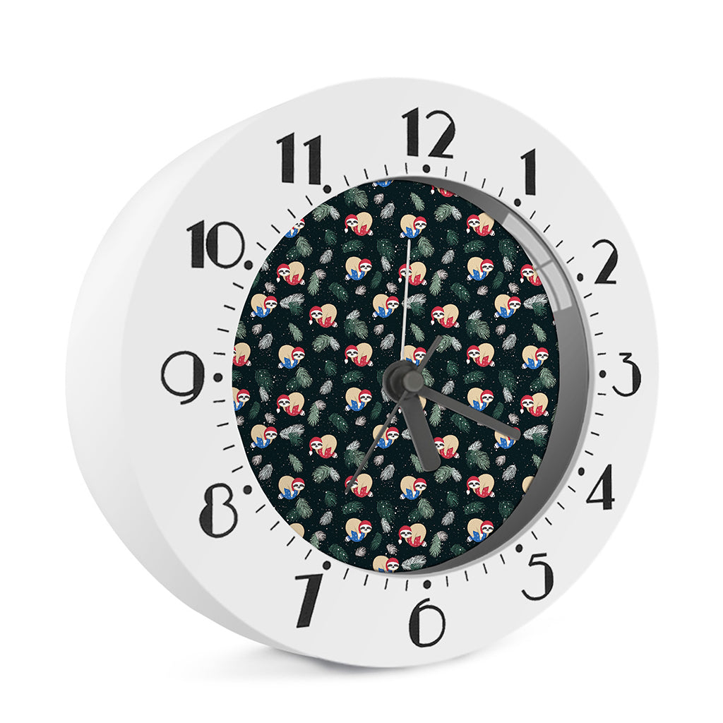 Christmas Sleeping Sloths Pattern Print Alarm Clock