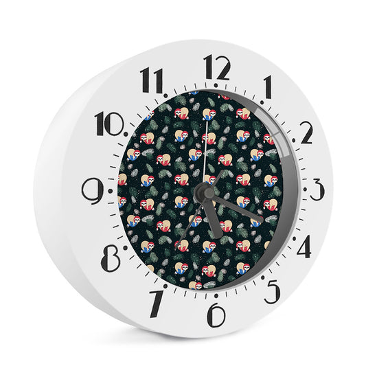 Christmas Sleeping Sloths Pattern Print Alarm Clock