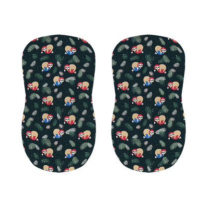 Christmas Sleeping Sloths Pattern Print Bar Stool Covers