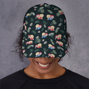 Christmas Sleeping Sloths Pattern Print Baseball Cap