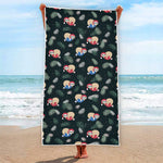 Christmas Sleeping Sloths Pattern Print Beach Towel