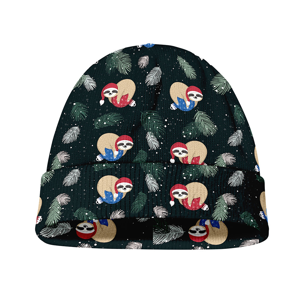 Christmas Sleeping Sloths Pattern Print Beanie