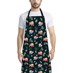 Christmas Sleeping Sloths Pattern Print Bib Apron With Pocket