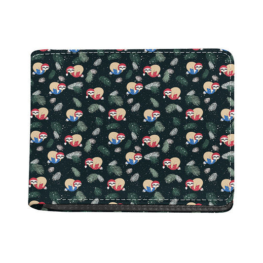 Christmas Sleeping Sloths Pattern Print Bifold Wallet