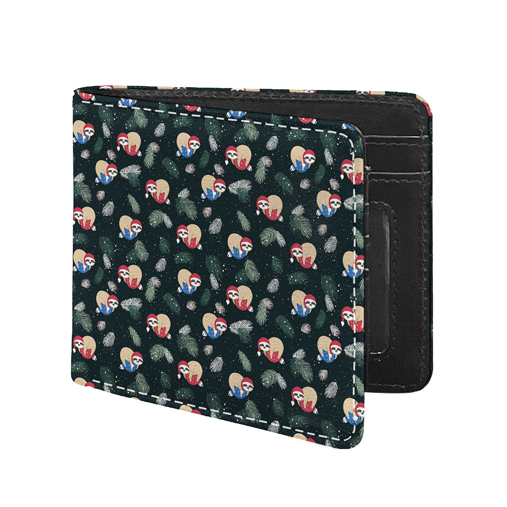 Christmas Sleeping Sloths Pattern Print Bifold Wallet