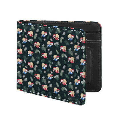 Christmas Sleeping Sloths Pattern Print Bifold Wallet
