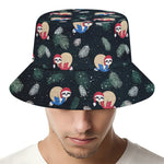 Christmas Sleeping Sloths Pattern Print Bucket Hat