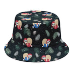 Christmas Sleeping Sloths Pattern Print Bucket Hat