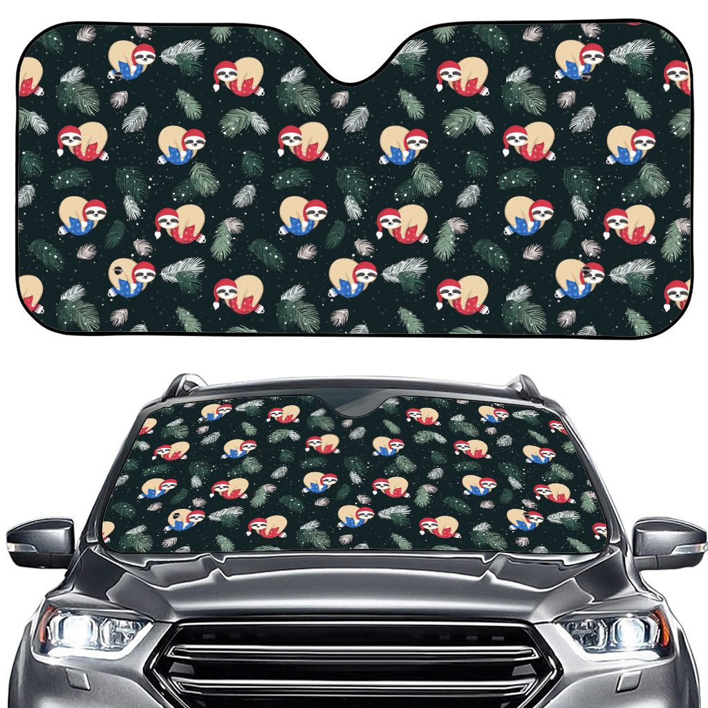 Christmas Sleeping Sloths Pattern Print Car Windshield Sun Shade