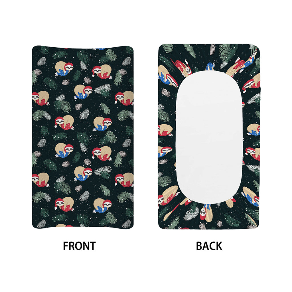 Christmas Sleeping Sloths Pattern Print Changing Pad Cover