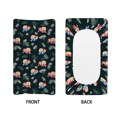Christmas Sleeping Sloths Pattern Print Changing Pad Cover