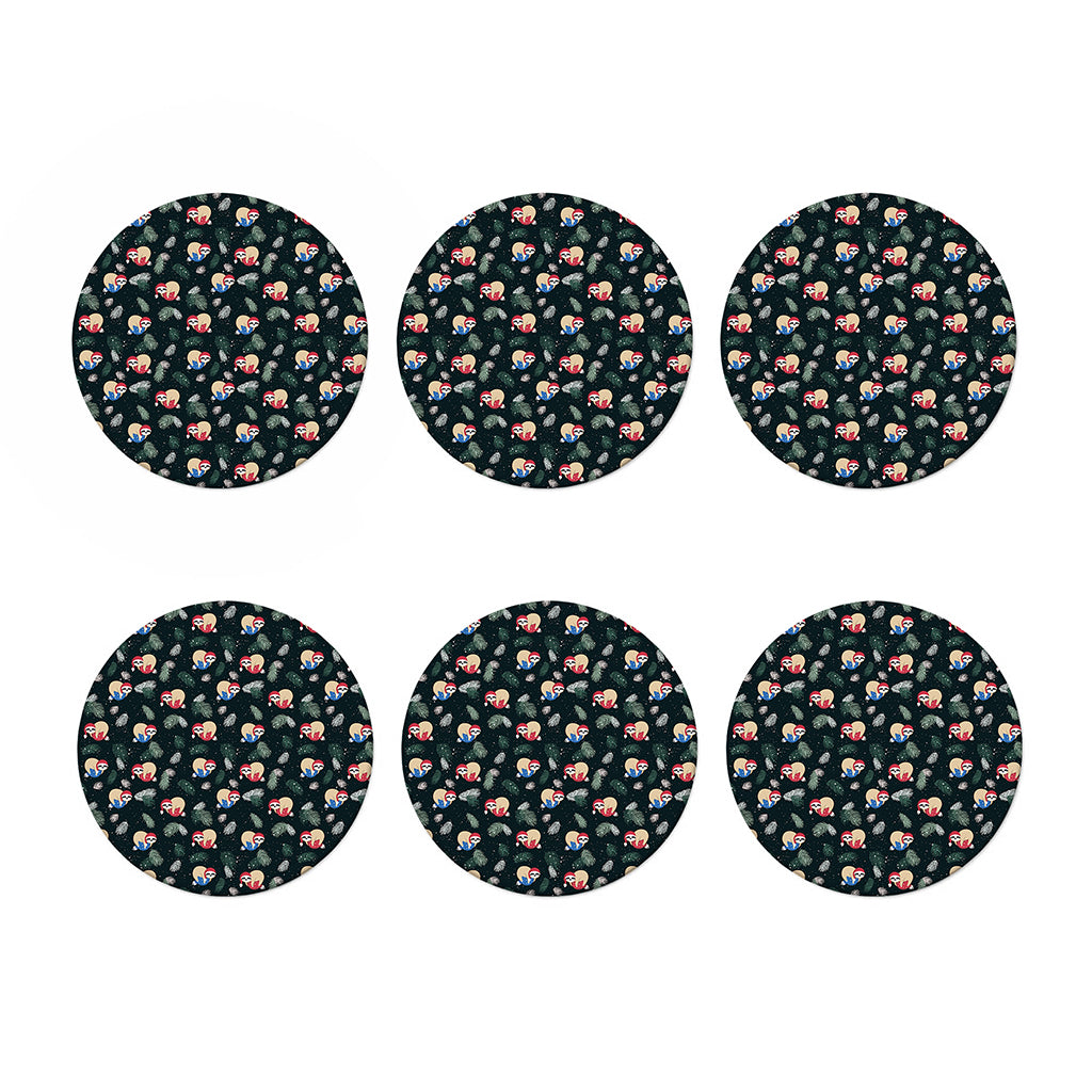 Christmas Sleeping Sloths Pattern Print Coaster Set