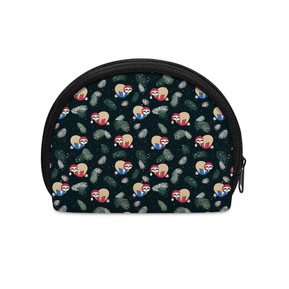 Christmas Sleeping Sloths Pattern Print Coin Purse