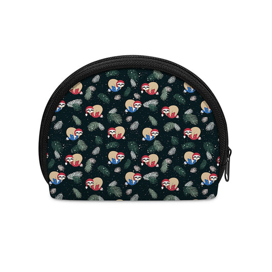 Christmas Sleeping Sloths Pattern Print Coin Purse