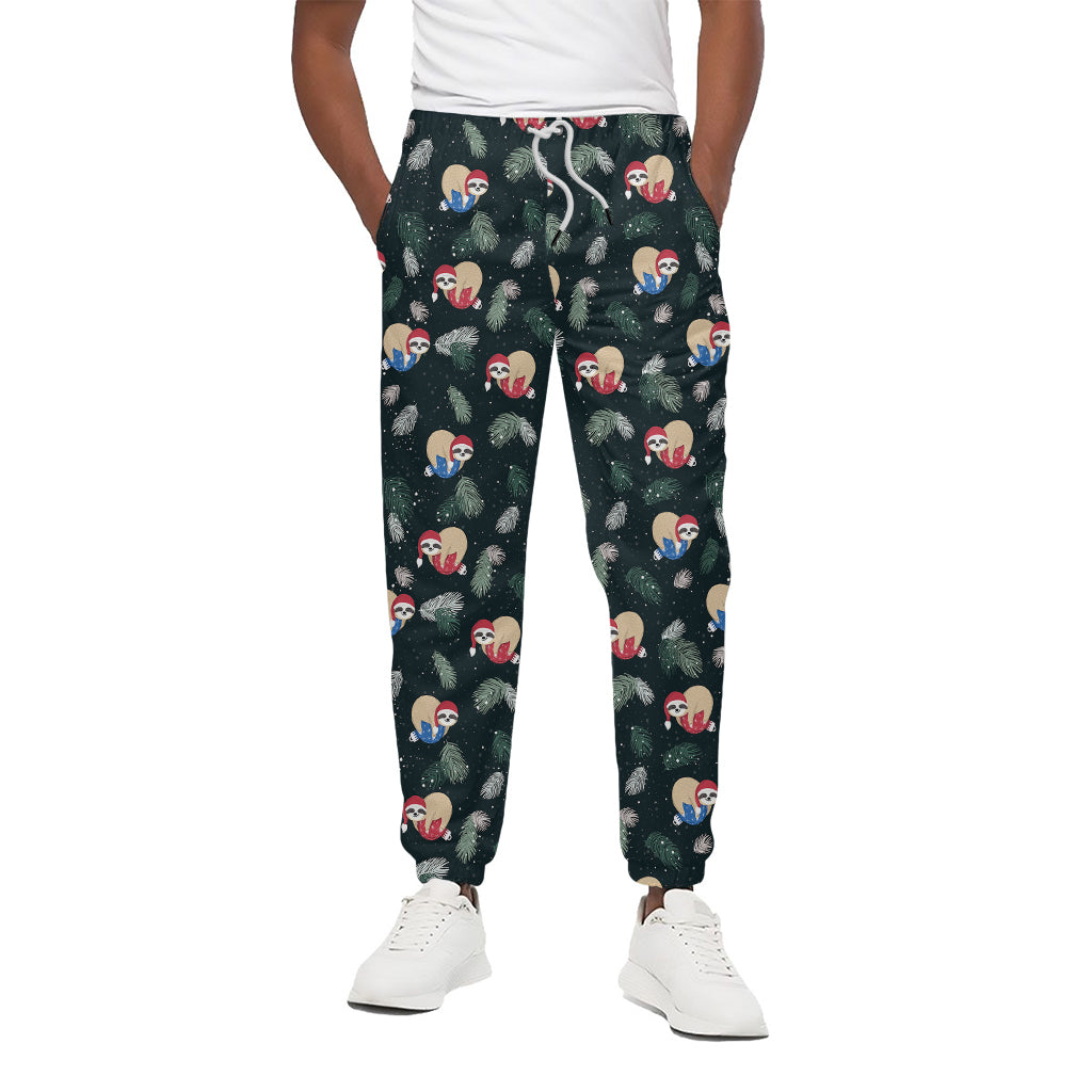 Christmas Sleeping Sloths Pattern Print Cotton Pants