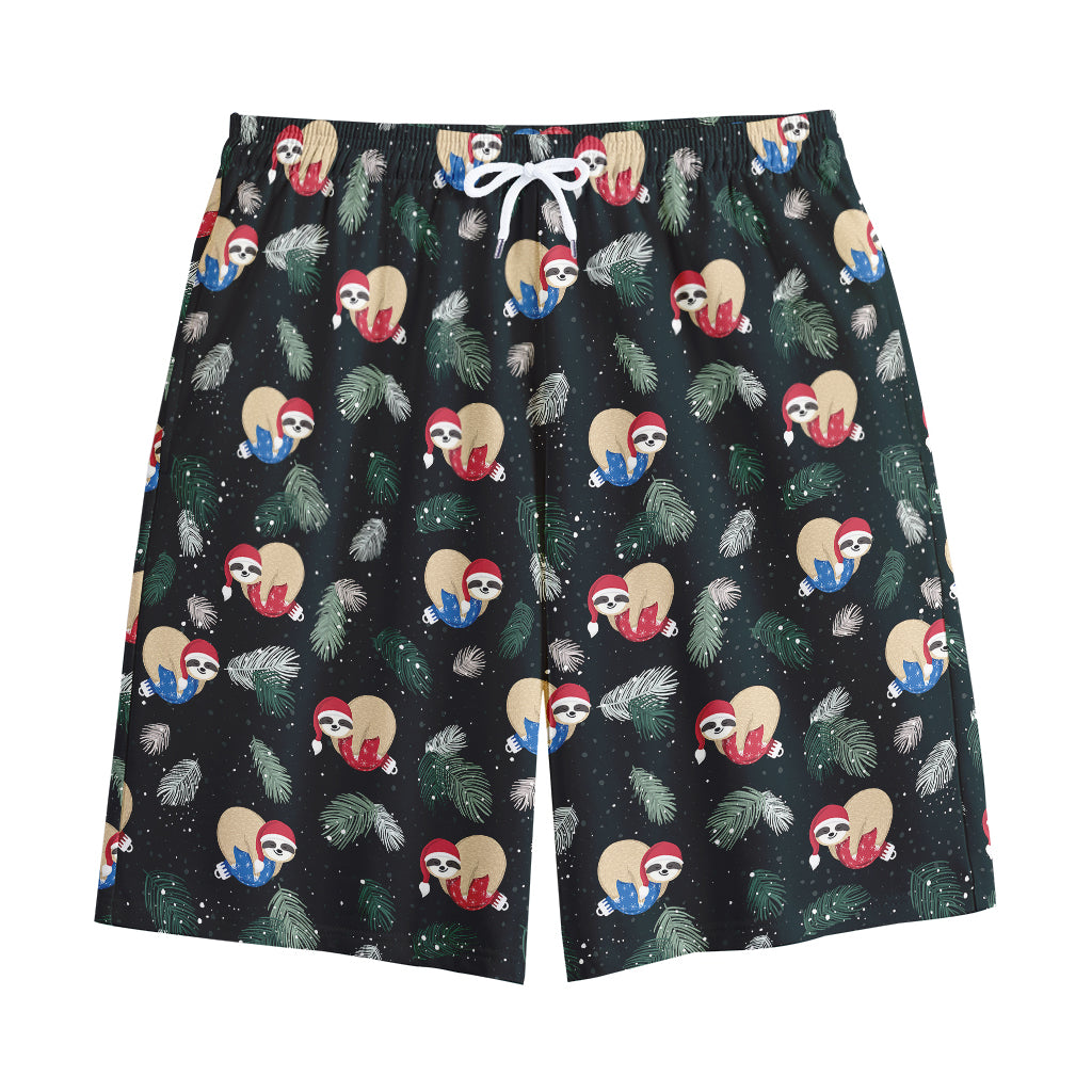 Christmas Sleeping Sloths Pattern Print Cotton Shorts