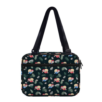 Christmas Sleeping Sloths Pattern Print Double Strap Bible Bag