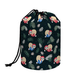 Christmas Sleeping Sloths Pattern Print Drawstring Makeup Bag