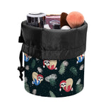 Christmas Sleeping Sloths Pattern Print Drawstring Makeup Bag