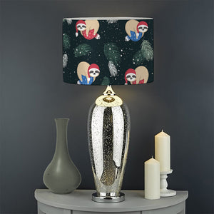 Christmas Sleeping Sloths Pattern Print Drum Lamp Shade