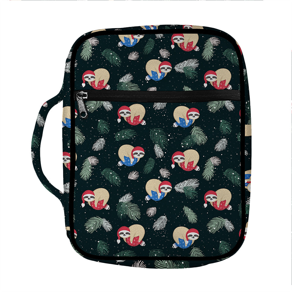 Christmas Sleeping Sloths Pattern Print Front Pocket Bible Bag