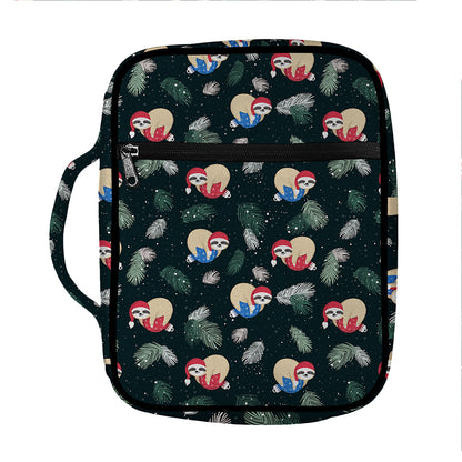 Christmas Sleeping Sloths Pattern Print Front Pocket Bible Bag