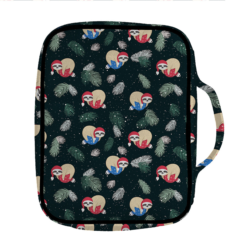 Christmas Sleeping Sloths Pattern Print Front Pocket Bible Bag