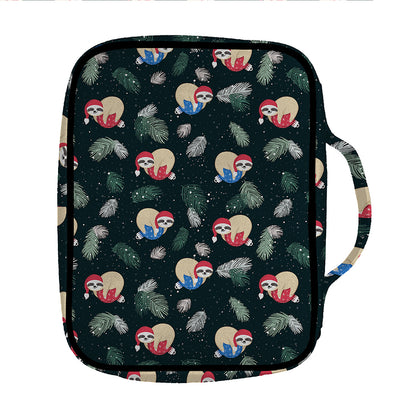 Christmas Sleeping Sloths Pattern Print Front Pocket Bible Bag