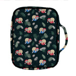 Christmas Sleeping Sloths Pattern Print Front Pocket Bible Bag