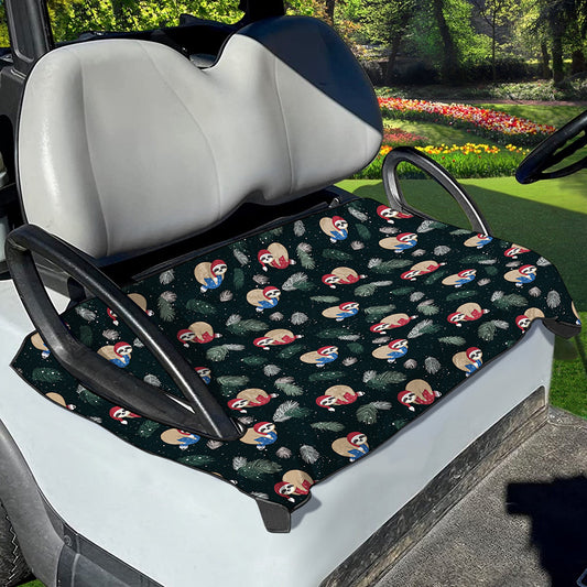 Christmas Sleeping Sloths Pattern Print Golf Cart Seat Cover