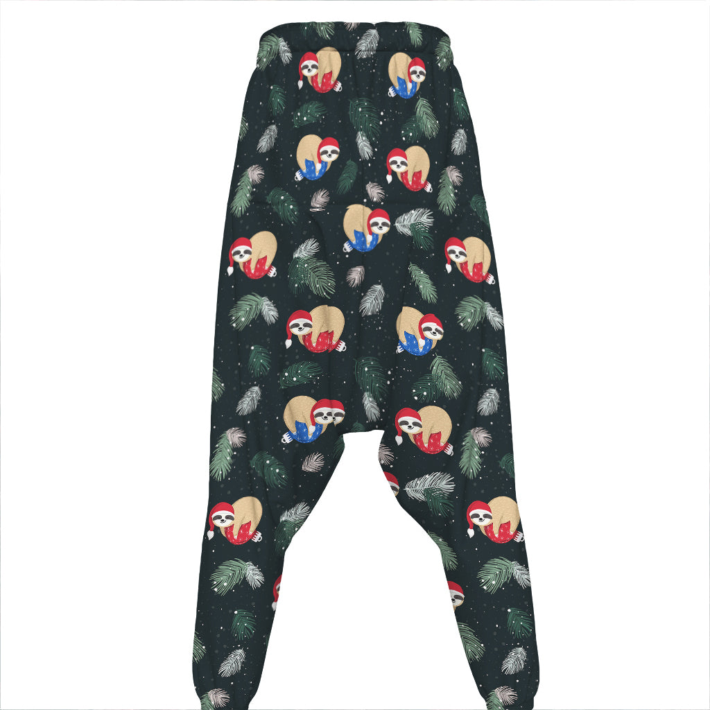 Christmas Sleeping Sloths Pattern Print Hammer Pants