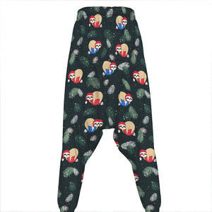 Christmas Sleeping Sloths Pattern Print Hammer Pants