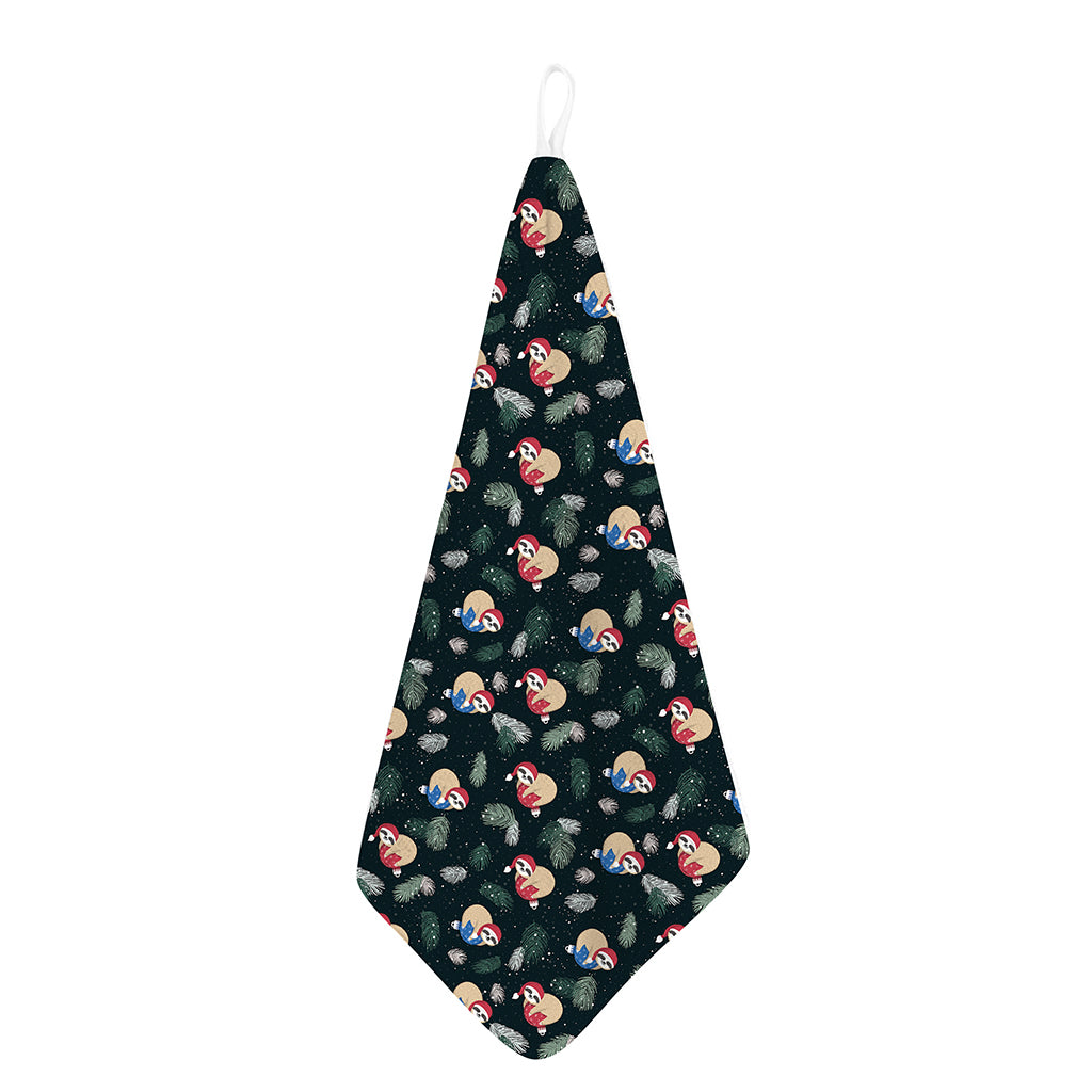 Christmas Sleeping Sloths Pattern Print Hand Towel