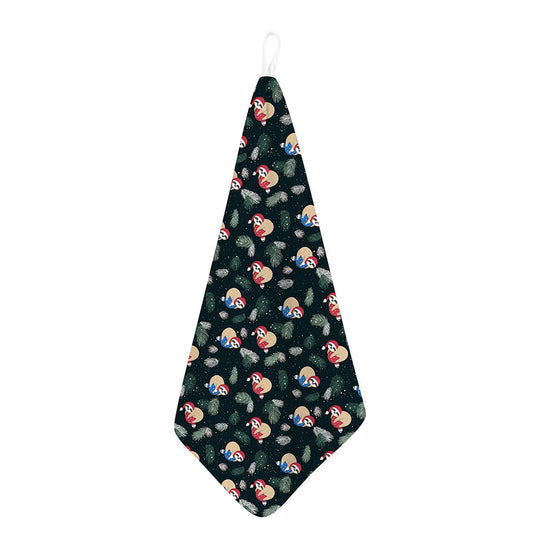 Christmas Sleeping Sloths Pattern Print Hand Towel
