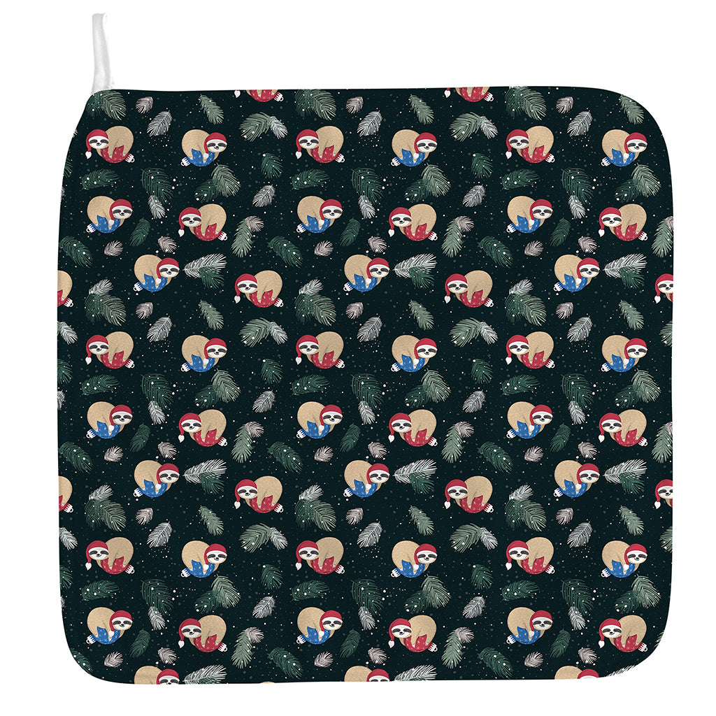 Christmas Sleeping Sloths Pattern Print Hand Towel
