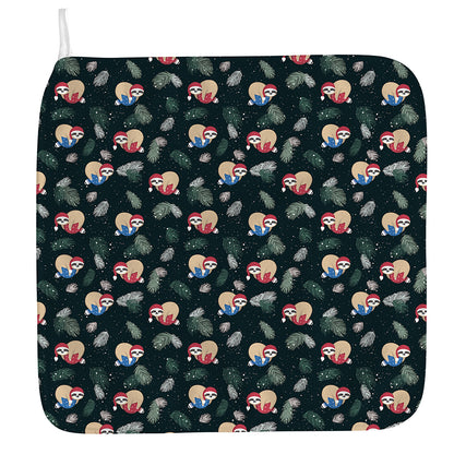 Christmas Sleeping Sloths Pattern Print Hand Towel