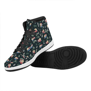 Christmas Sleeping Sloths Pattern Print High Top Leather Sneakers