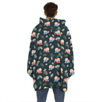 Christmas Sleeping Sloths Pattern Print Hoodie Blanket