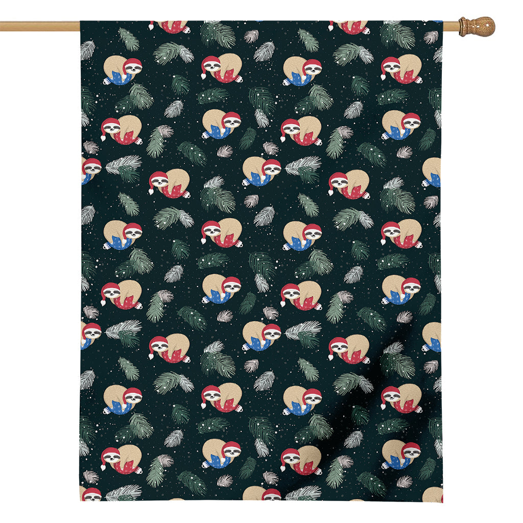 Christmas Sleeping Sloths Pattern Print House Flag