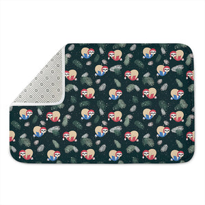 Christmas Sleeping Sloths Pattern Print Indoor Door Mat