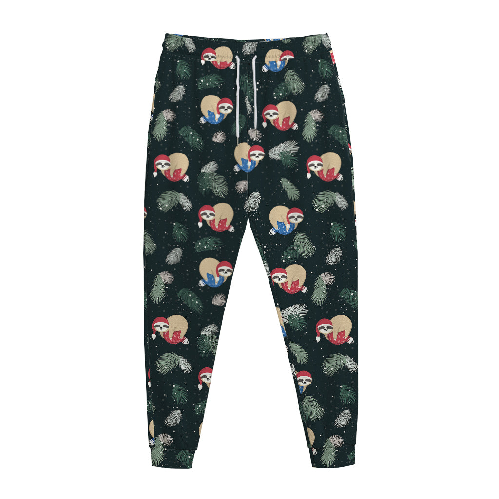 Christmas Sleeping Sloths Pattern Print Jogger Pants